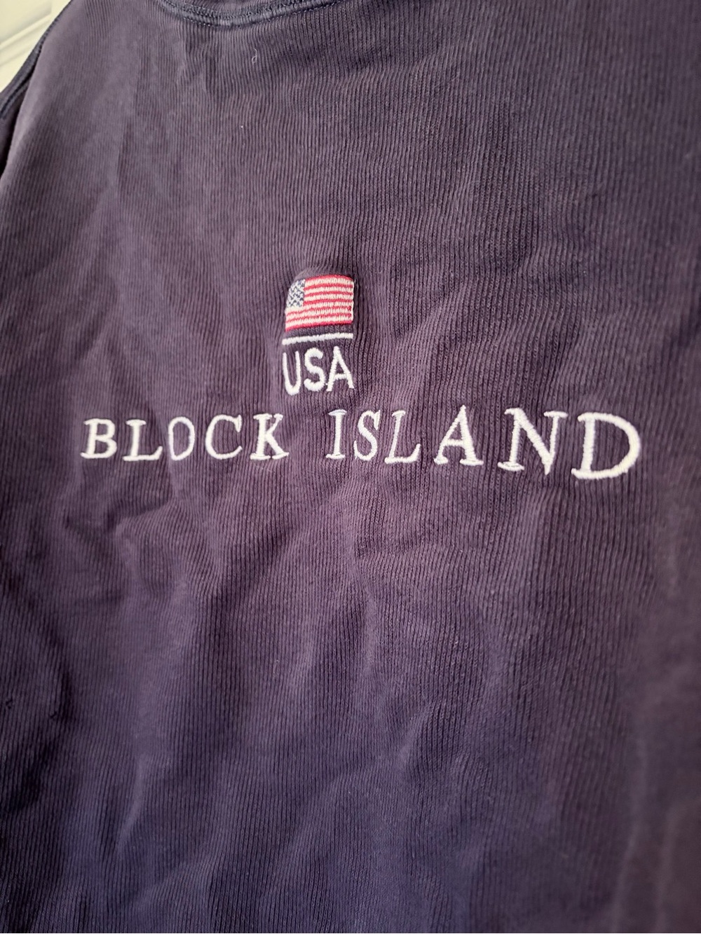 Vintage Navy Embroidered Crewneck Sweatshirt — Block Island, RI - Picture 2 of 4